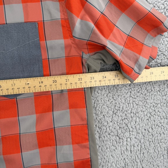 Club Ride Shirt Men's Large Orange Short Sleeve Cycling Casual Pearl Snap - Picture 6 of 9